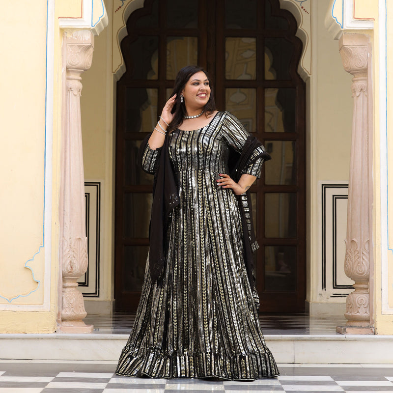 Sparkling Night Embroidered Pure Georgette Anarkali Dress
