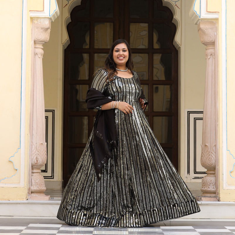 Sparkling Night Embroidered Pure Georgette Anarkali Dress