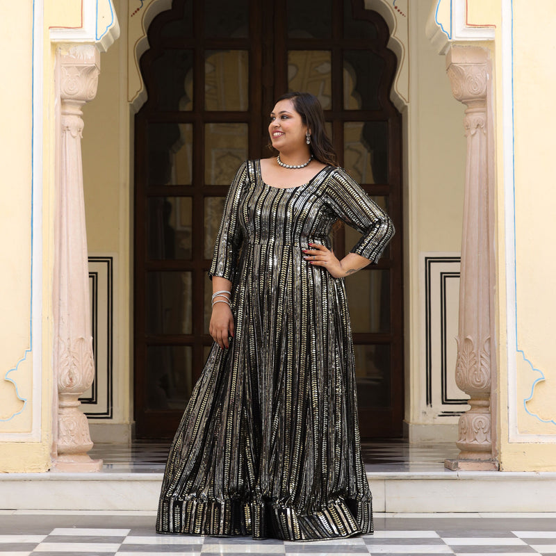 Sparkling Night Embroidered Pure Georgette Anarkali Dress