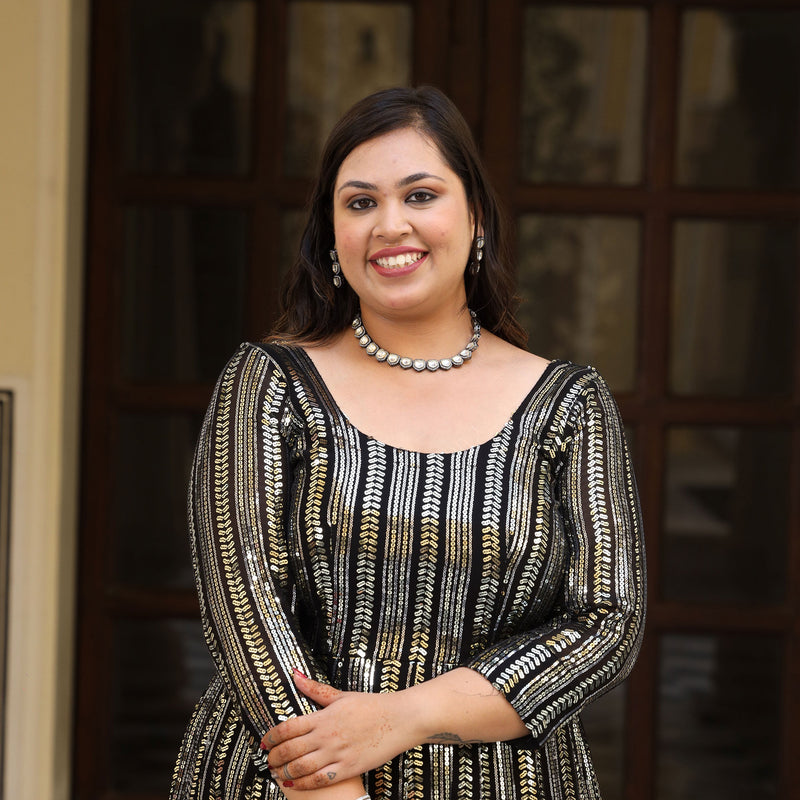 Sparkling Night Embroidered Pure Georgette Anarkali Dress