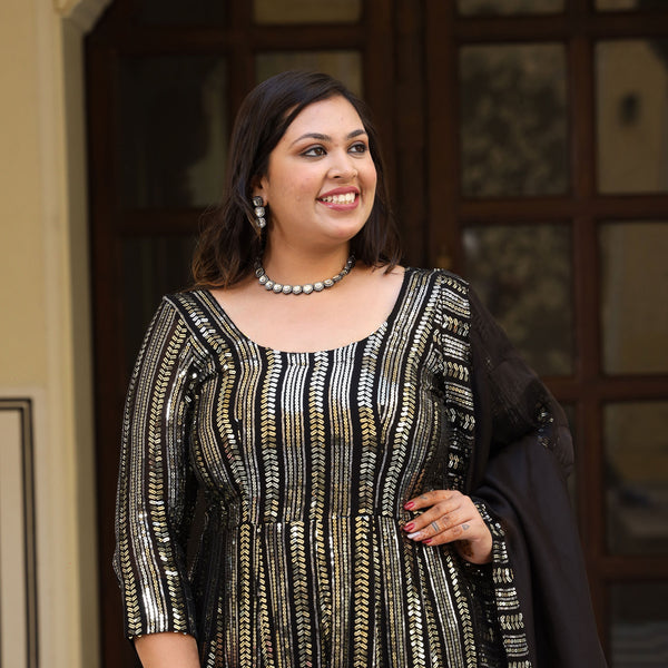 Sparkling Night Embroidered Pure Georgette Anarkali Dress
