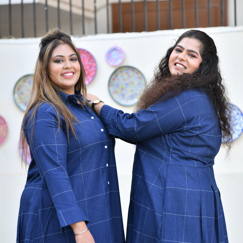 Fun Blue Woollen Shirt Dress