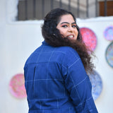 Fun Blue Woollen Shirt Dress