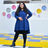 Fun Blue Woollen Shirt Dress