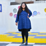 Fun Blue Woollen Shirt Dress