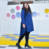 Fun Blue Woollen Shirt Dress