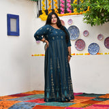 Jay Blue Placement Print Anarkali