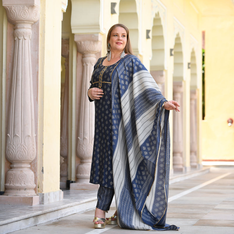 Mystic Blue Modal Kurta