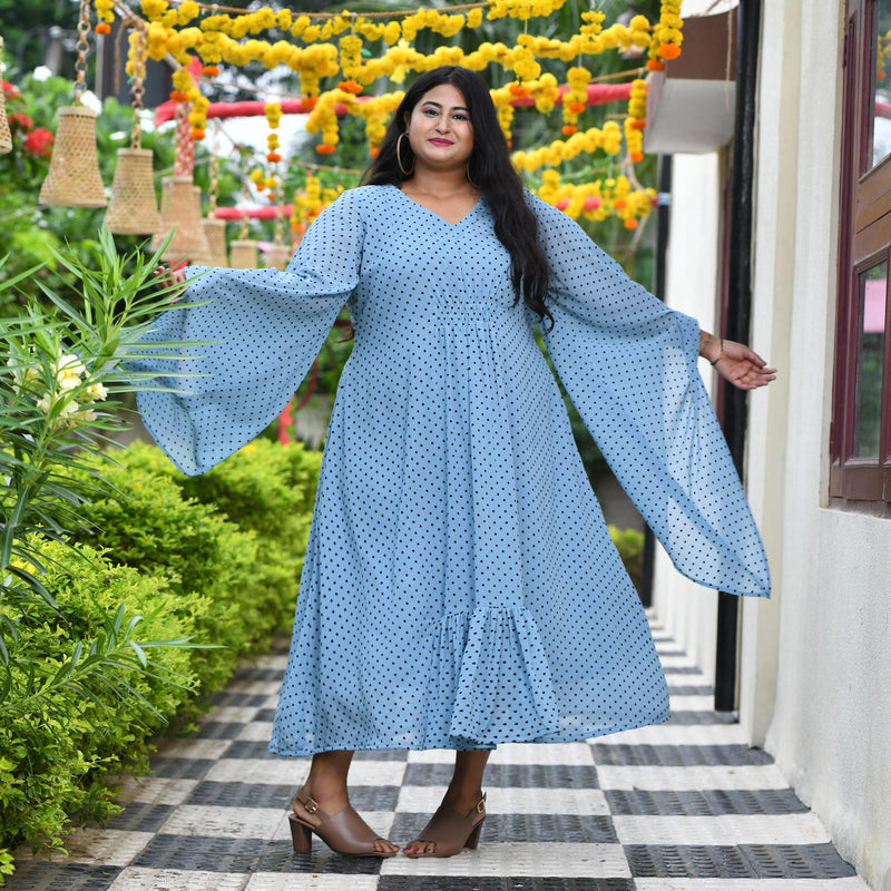 Baby Blue Polka Dress