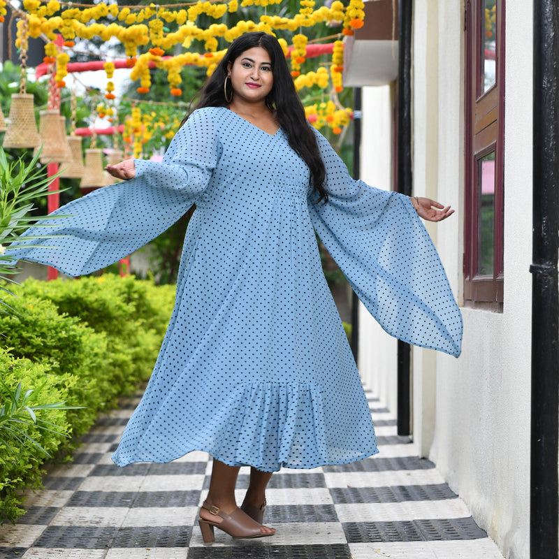 Baby Blue Polka Dress