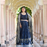 Lustrous Navy Sequin Embroidered Lehenga Set