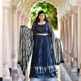 Lustrous Navy Sequin Embroidered Lehenga Set