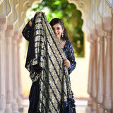 Lustrous Navy Sequin Embroidered Lehenga Set