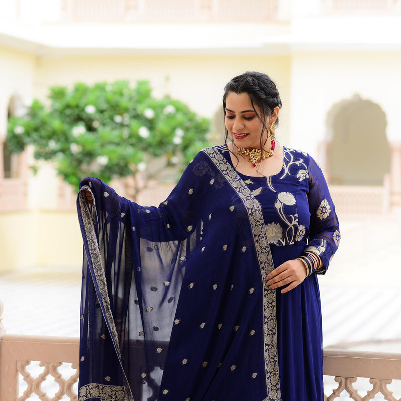 Blue Zodiac Banarasi Anarkali Dress