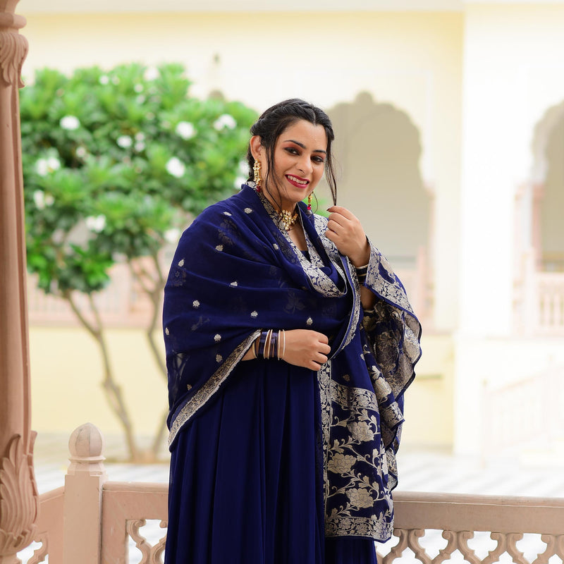 Blue Zodiac Banarasi Anarkali Dress