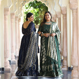 Sheen Dark Green Sequin Embroidered Lehenga Set