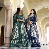 Sheen Dark Green Sequin Embroidered Lehenga Set