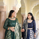 Sheen Dark Green Sequin Embroidered Lehenga Set