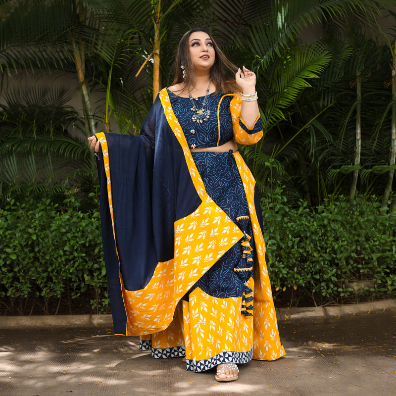 Jodhpur Neela Peela Lehenga Set