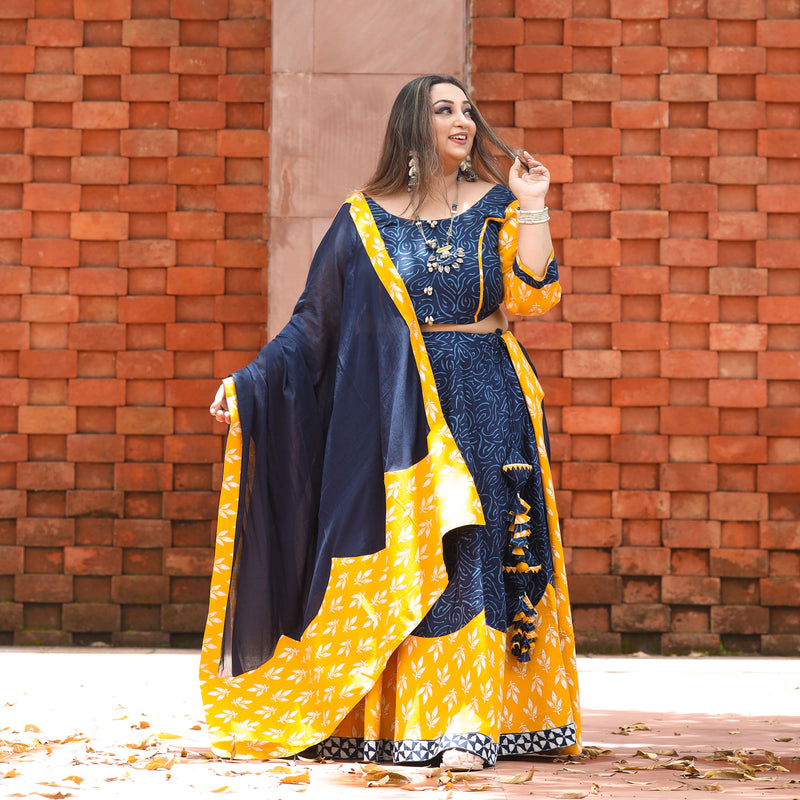 Jodhpur Neela Peela Lehenga Set