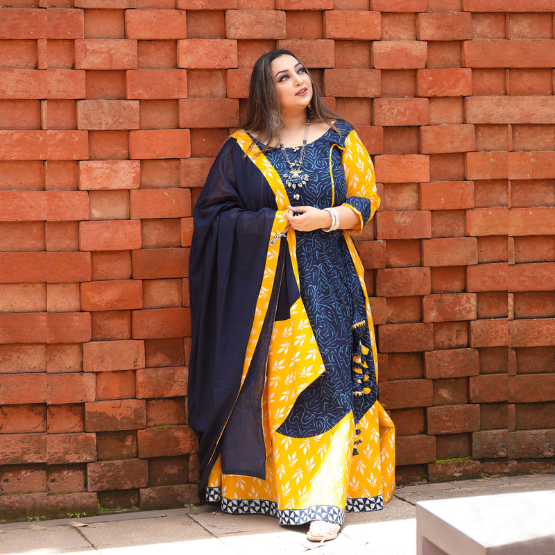 Jodhpur Neela Peela Lehenga Set