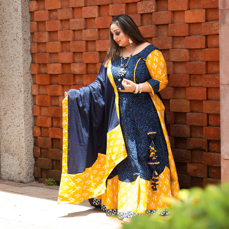 Jodhpur Neela Peela Lehenga Set