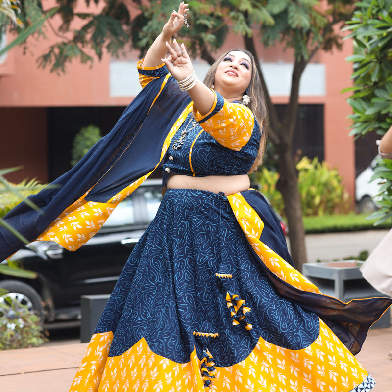 Jodhpur Neela Peela Lehenga Set