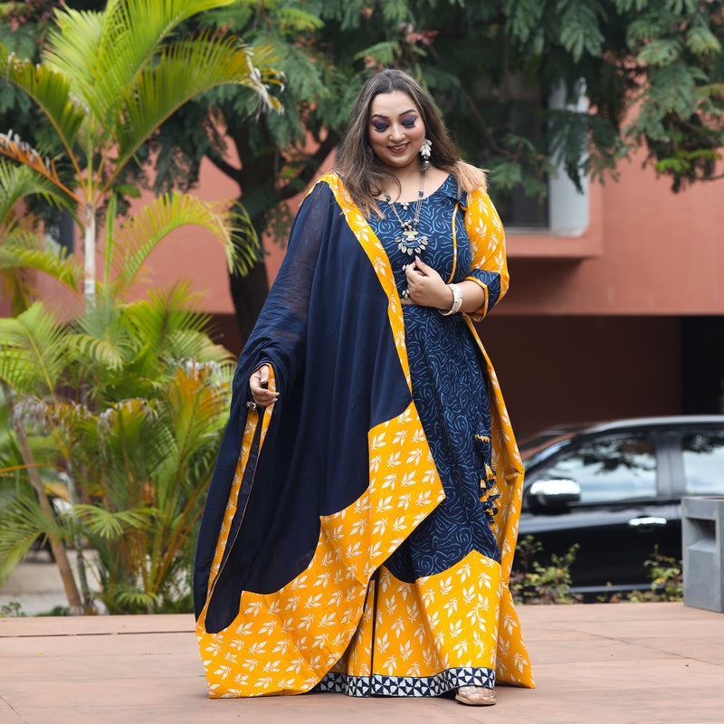 Jodhpur Neela Peela Lehenga Set