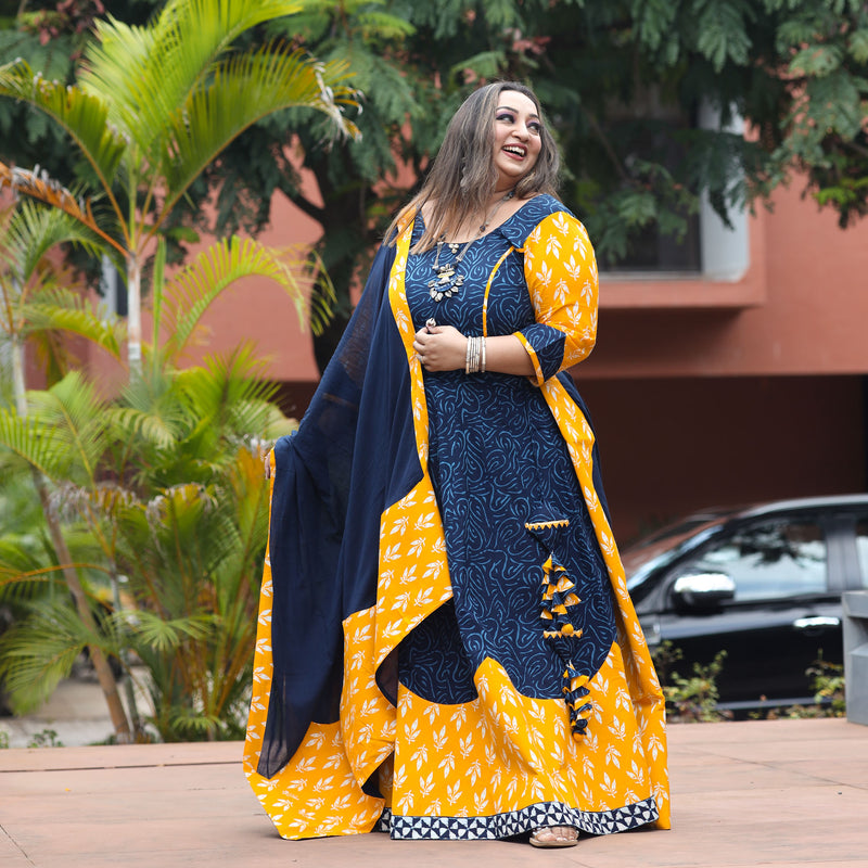 Jodhpur Neela Peela Lehenga Set