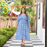 Blue Water Lily Aline Dress