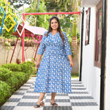 Blue Water Lily Aline Dress
