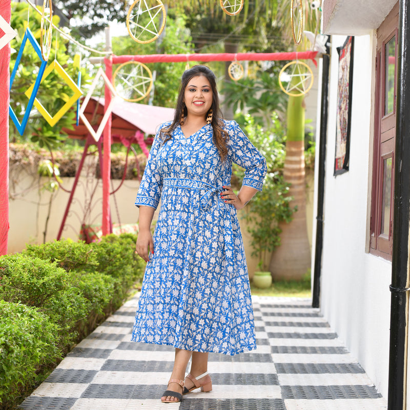 Blue Water Lily Aline Dress
