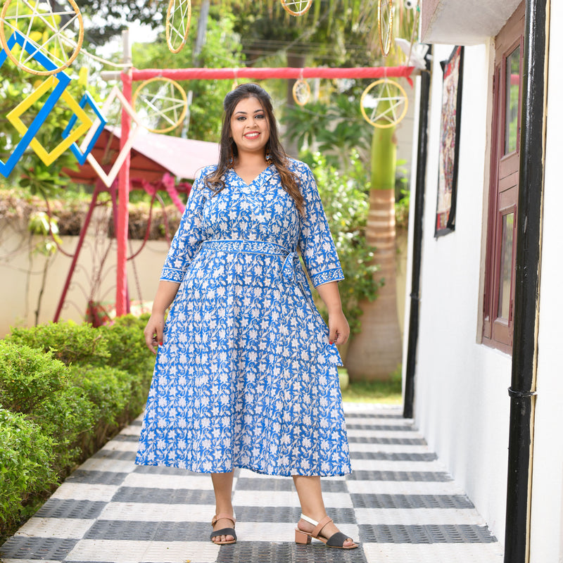Blue Water Lily Aline Dress