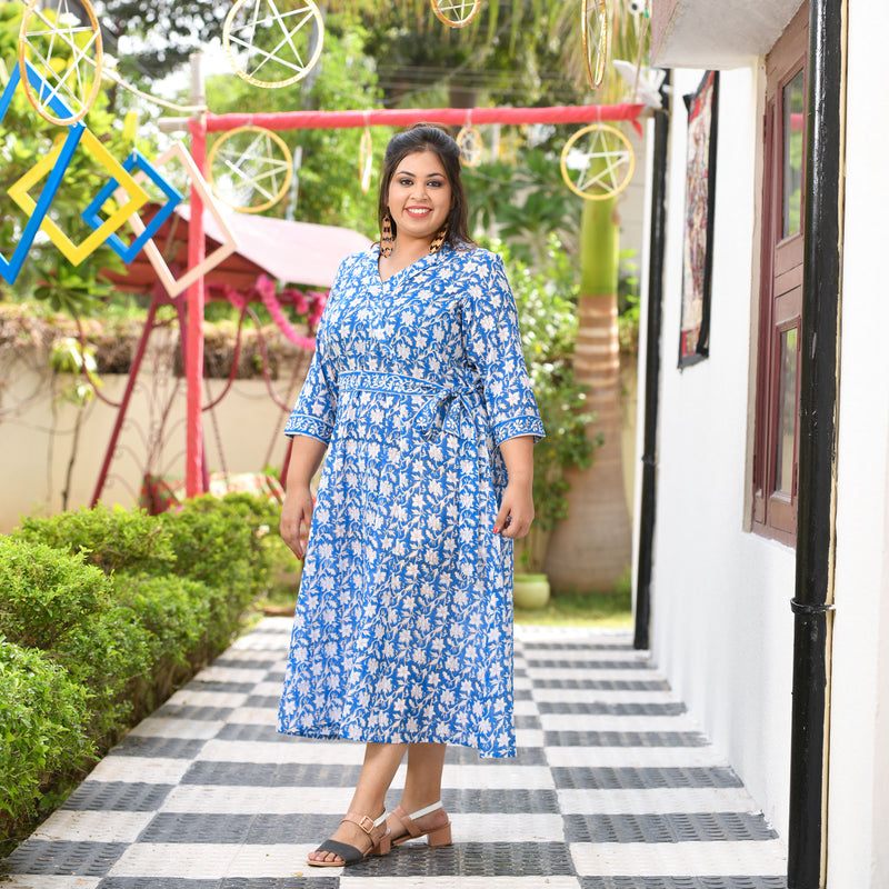 Blue Water Lily Aline Dress