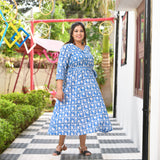 Blue Water Lily Aline Dress
