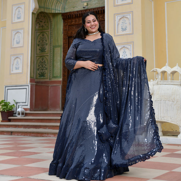 Blueberry Sequin Embroidered Lehenga Set