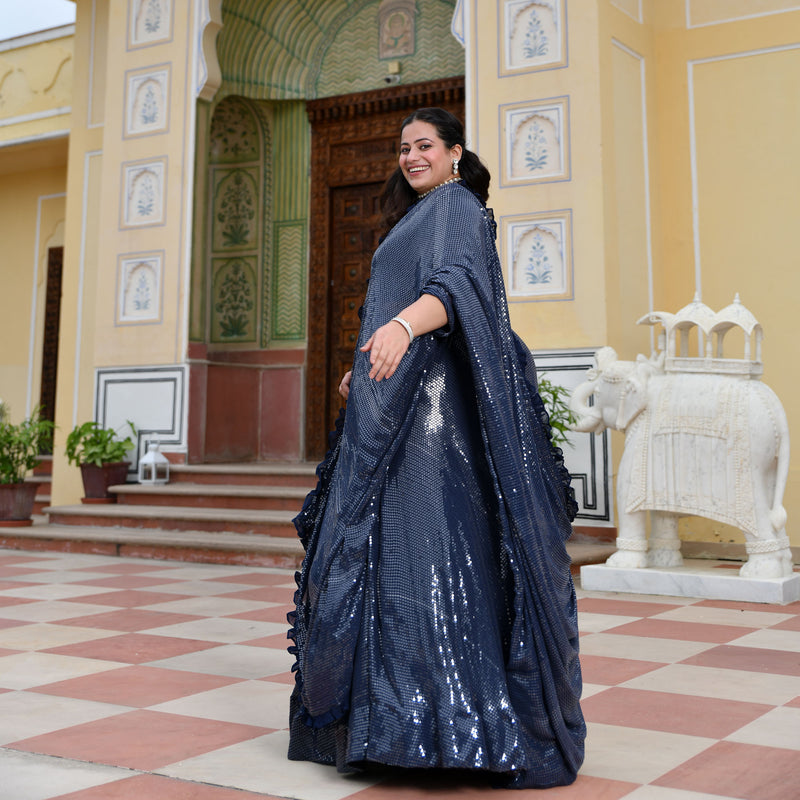 Blueberry Sequin Embroidered Lehenga Set