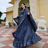 Blueberry Sequin Embroidered Lehenga Set