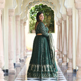 Sheen Dark Green Sequin Embroidered Lehenga Set