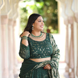 Sheen Dark Green Sequin Embroidered Lehenga Set