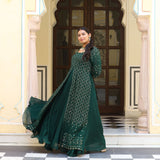 Opal Green Thread Embroidered Georgette Dress