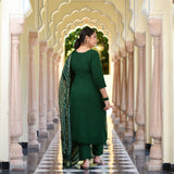 Forest Green Handwork Pure Georgette Kurta