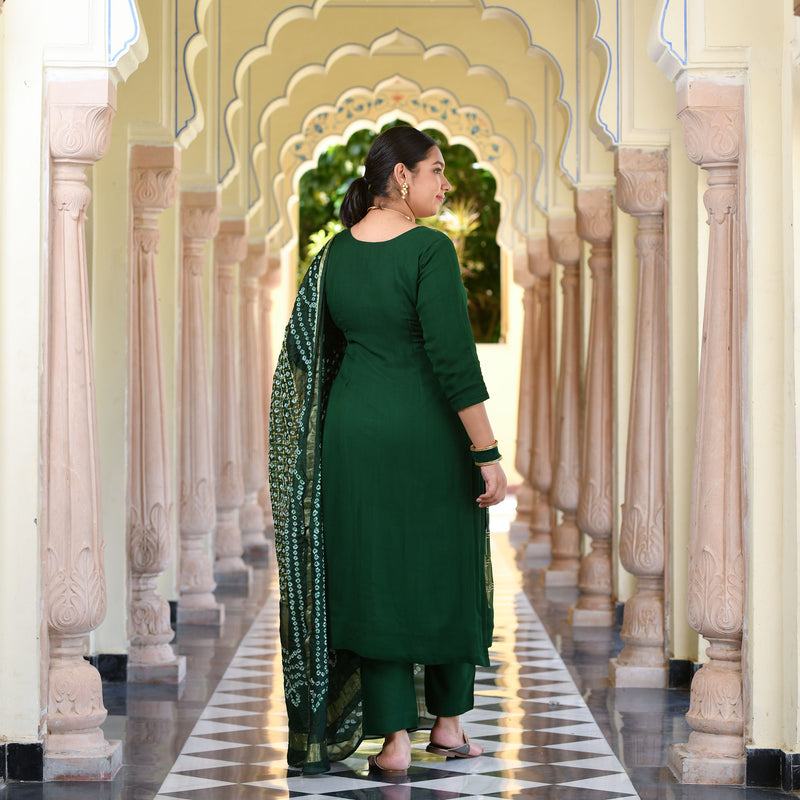 Forest Green Handwork Pure Georgette Kurta