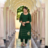 Forest Green Handwork Pure Georgette Kurta