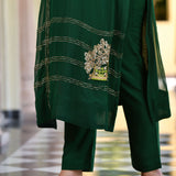Forest Green Handwork Pure Georgette Kurta