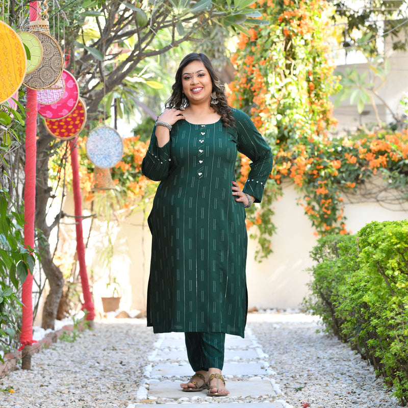 Emerald Elegance Rayon Kurta
