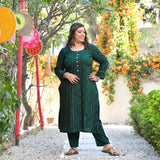 Emerald Elegance Rayon Kurta With Pant