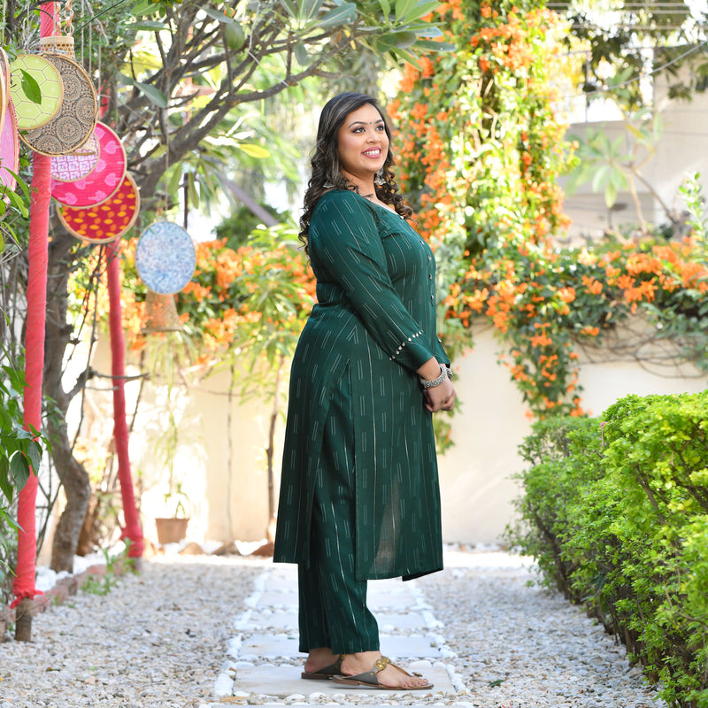 Emerald Elegance Rayon Kurta With Pant