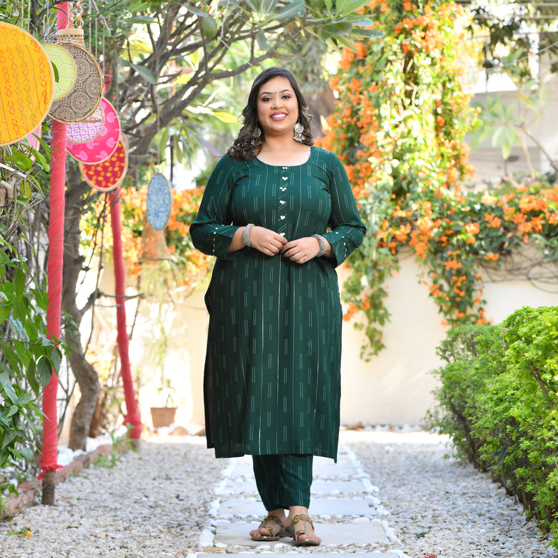 Emerald Elegance Rayon Kurta With Pant