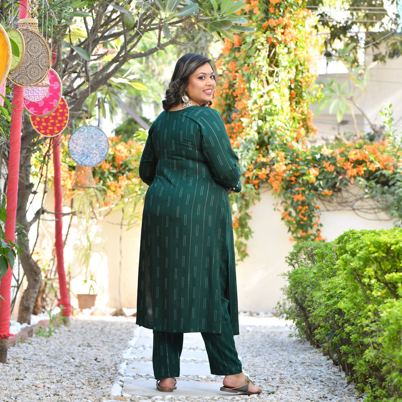 Emerald Elegance Rayon Kurta With Pant